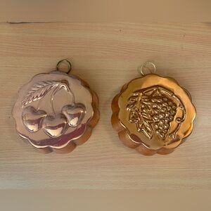 Set of 2 Copper Wall Hanging Molds. 5.5” diameter and 6” deep